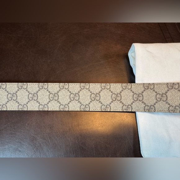 New Authentic Gucci GG Logo Leather Belt Brown Tan Size 32 Fits Waist 30 - 32 - Picture 10 of 13